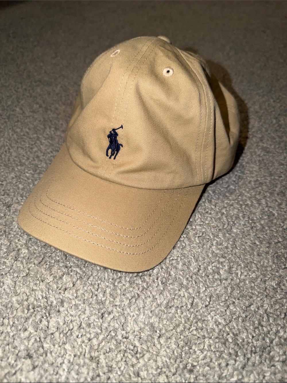 Polo by Ralph Lauren Khaki Baseball Cap with Navy Logo